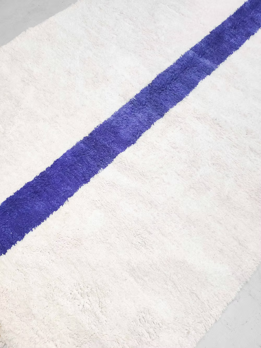 Minimalist Cobalt Stripe Custom-Made Beni Ourain Wool Rug