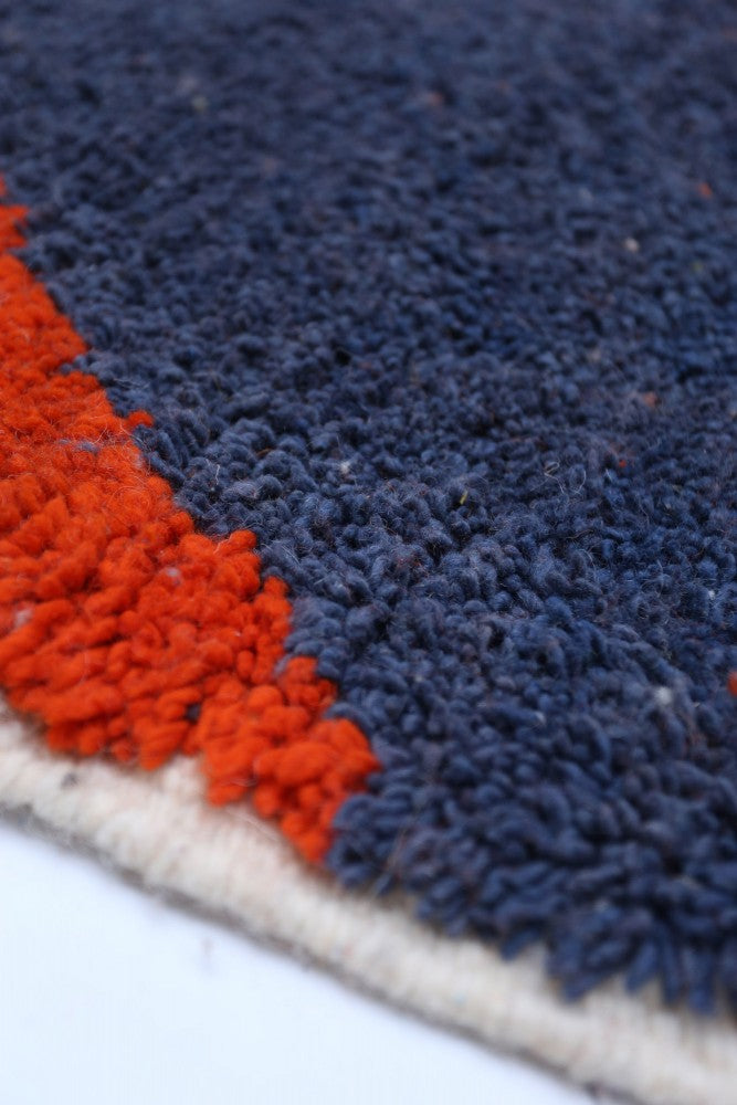Blue & Orange Abstract Azilal Rug 260 x 171 cm