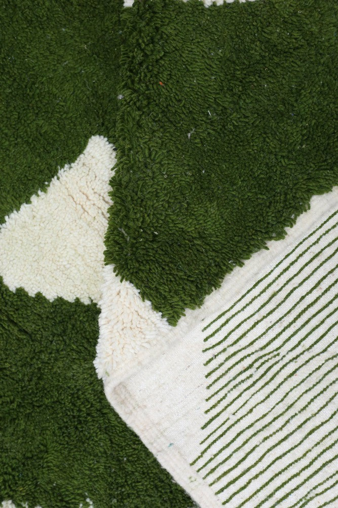 Abstract Green Azilal Wool Rug 247 x 188cm