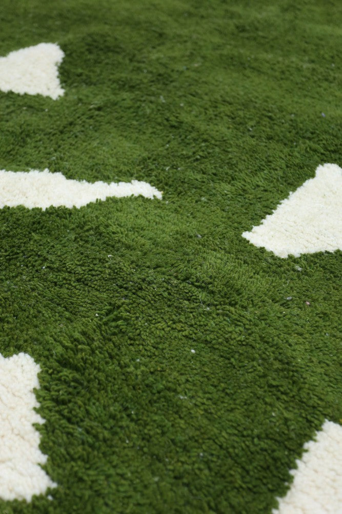 Abstract Green Azilal Wool Rug 247 x 188cm