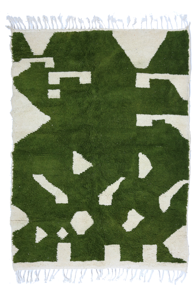 Abstract Green Azilal Wool Rug 247 x 188cm