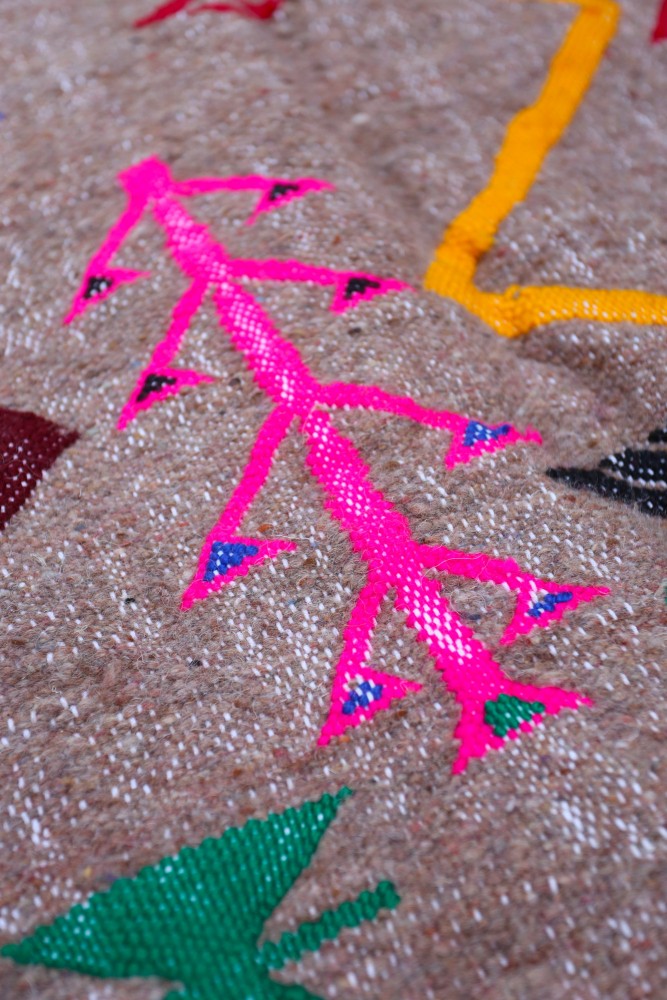 Handwoven Brown Wool Kilim Rug – 225 x 143 cm