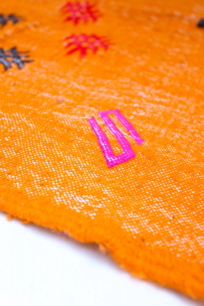 Handwoven Orange Wool Kilim Rug – 225 x 143 cm