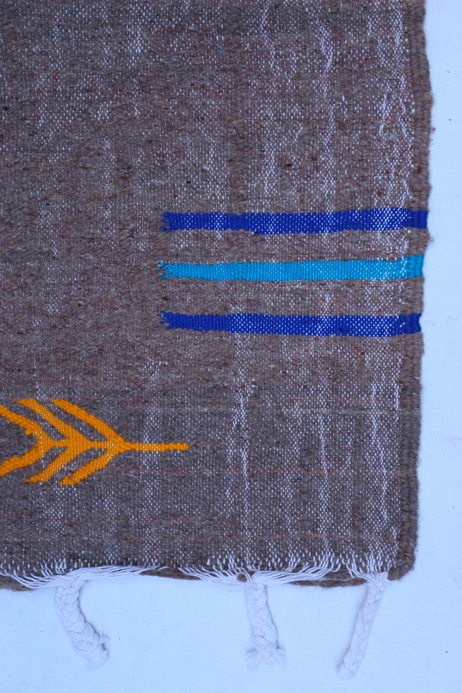 Handwoven Brown Wool Kilim Rug – 254 x 137 cm