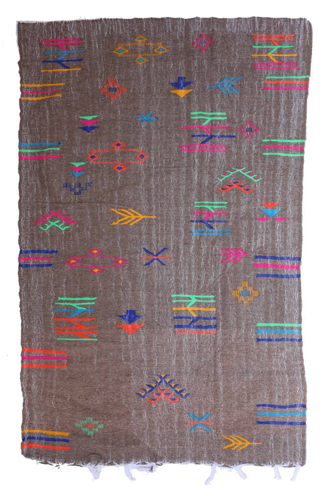 Handwoven Brown Wool Kilim Rug – 254 x 137 cm
