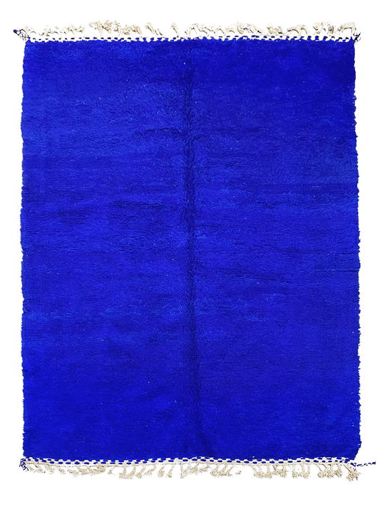 Majorelle Blue Beni Ourain Rug – Handwoven Moroccan Wool Masterpiece 340x247cm