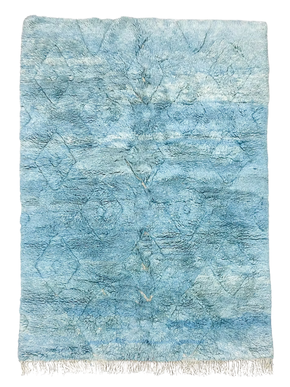 Dreamy Blue Beni Ourain  Moroccan Wool Rug 304x212cm