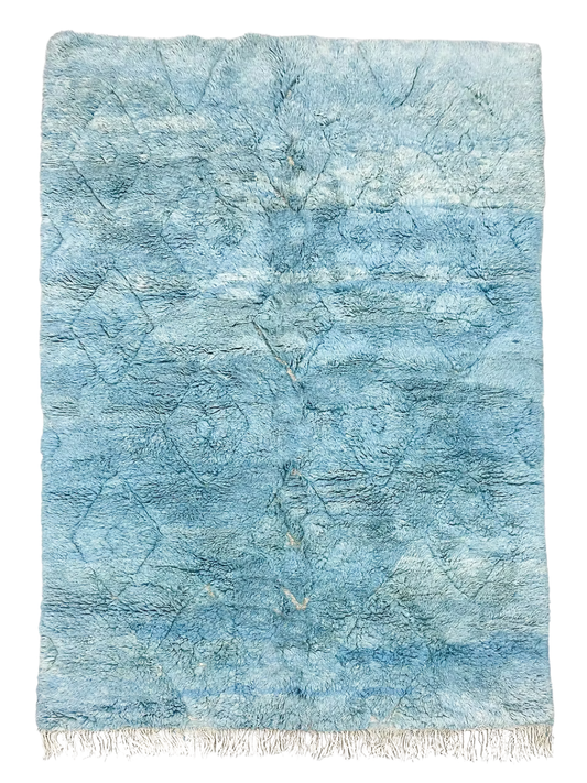 Dreamy Blue Beni Ourain  Moroccan Wool Rug 304x212cm
