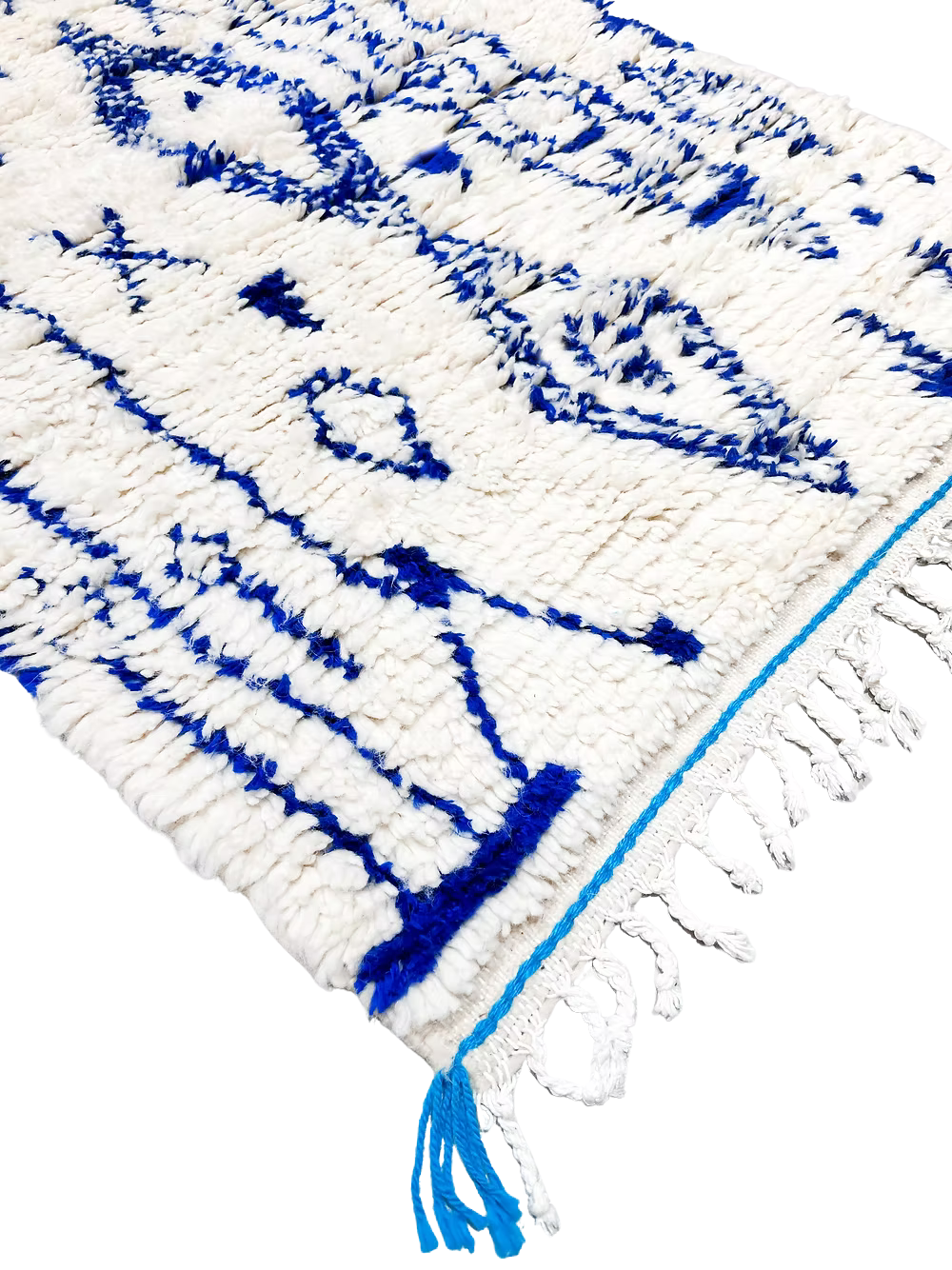 Azilal Blue and White Wool Rug – Handmade Moroccan Berber Rug 153cm x 98cm