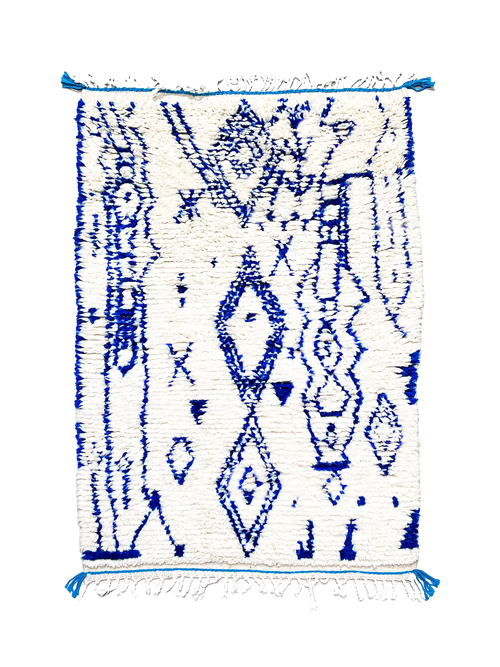 Azilal Blue and White Wool Rug – Handmade Moroccan Berber Rug 153cm x 98cm