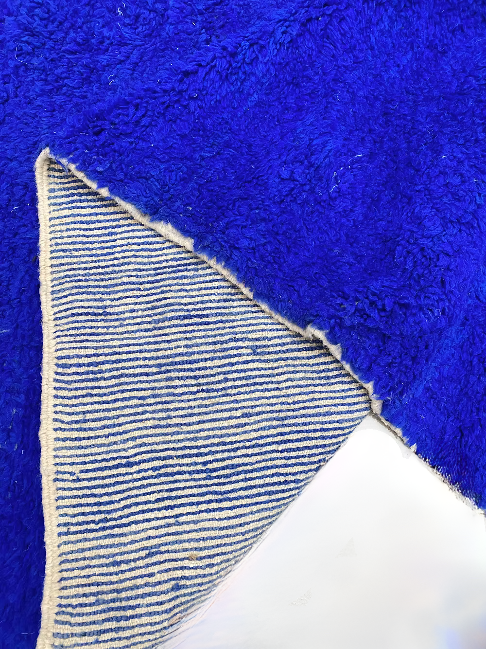 Majorelle Blue Beni Ourain Rug – Handwoven Moroccan Wool Masterpiece 340x247cm