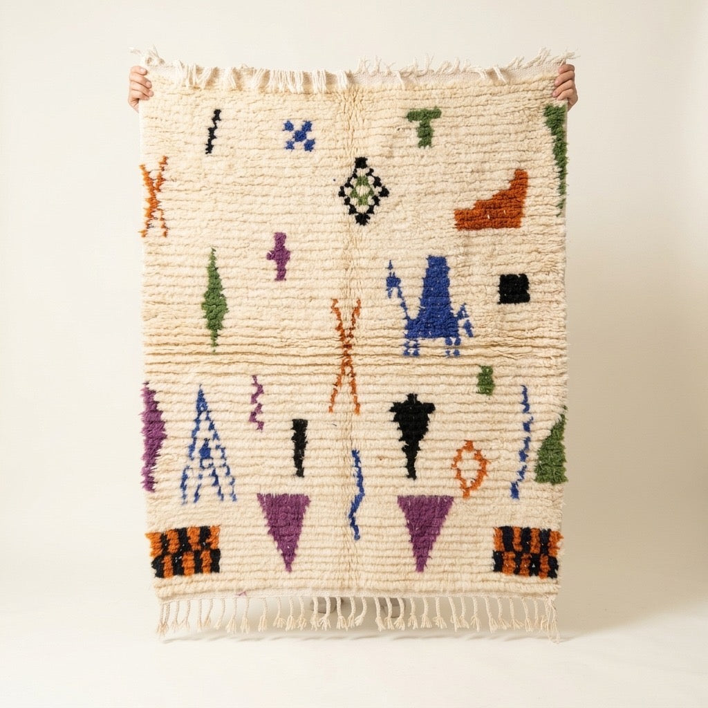 Blue Camel & Earth Azilal Berber Rug 150 x 100 cm