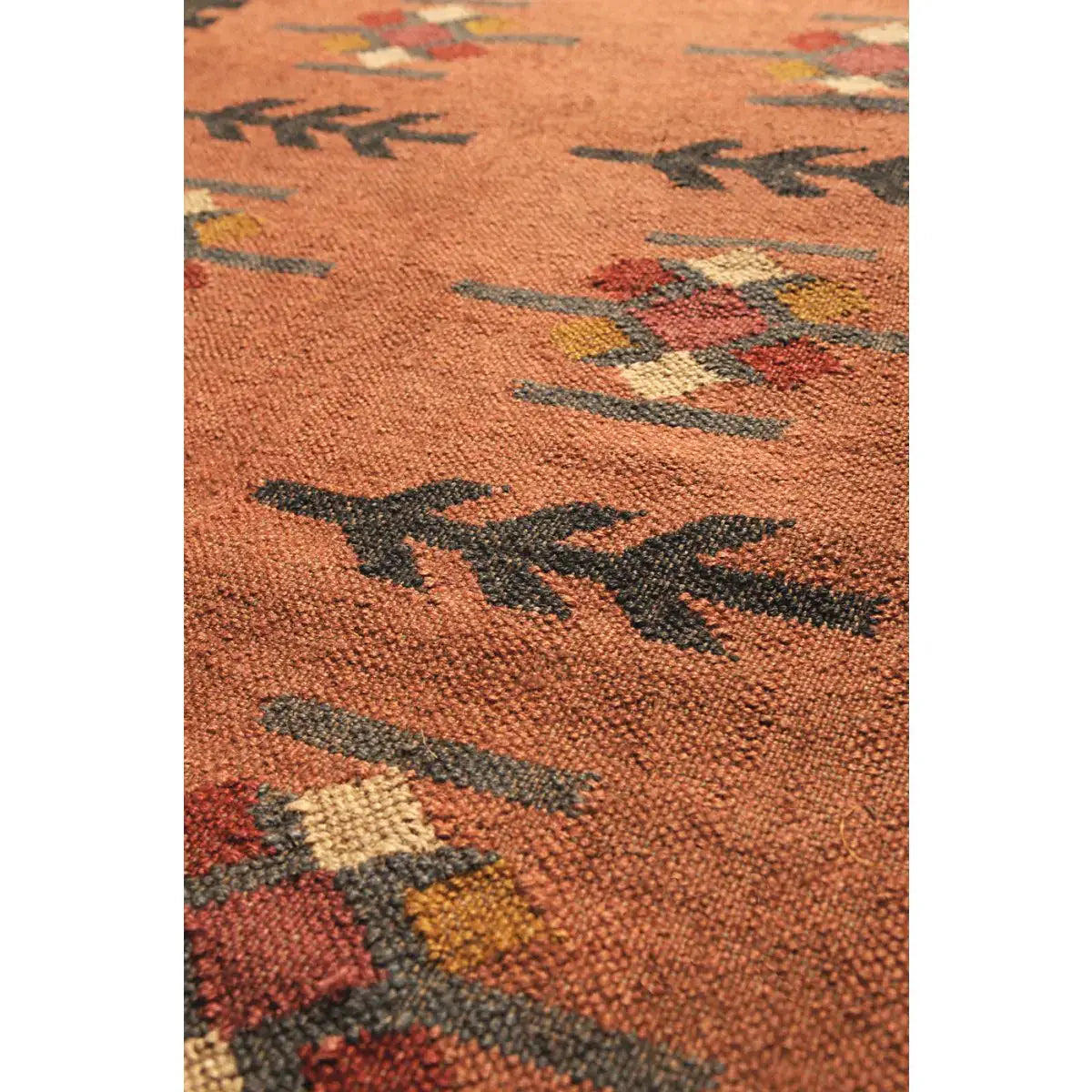 Ottoman Kilim Rug Wool and Jute Izmir Pattern