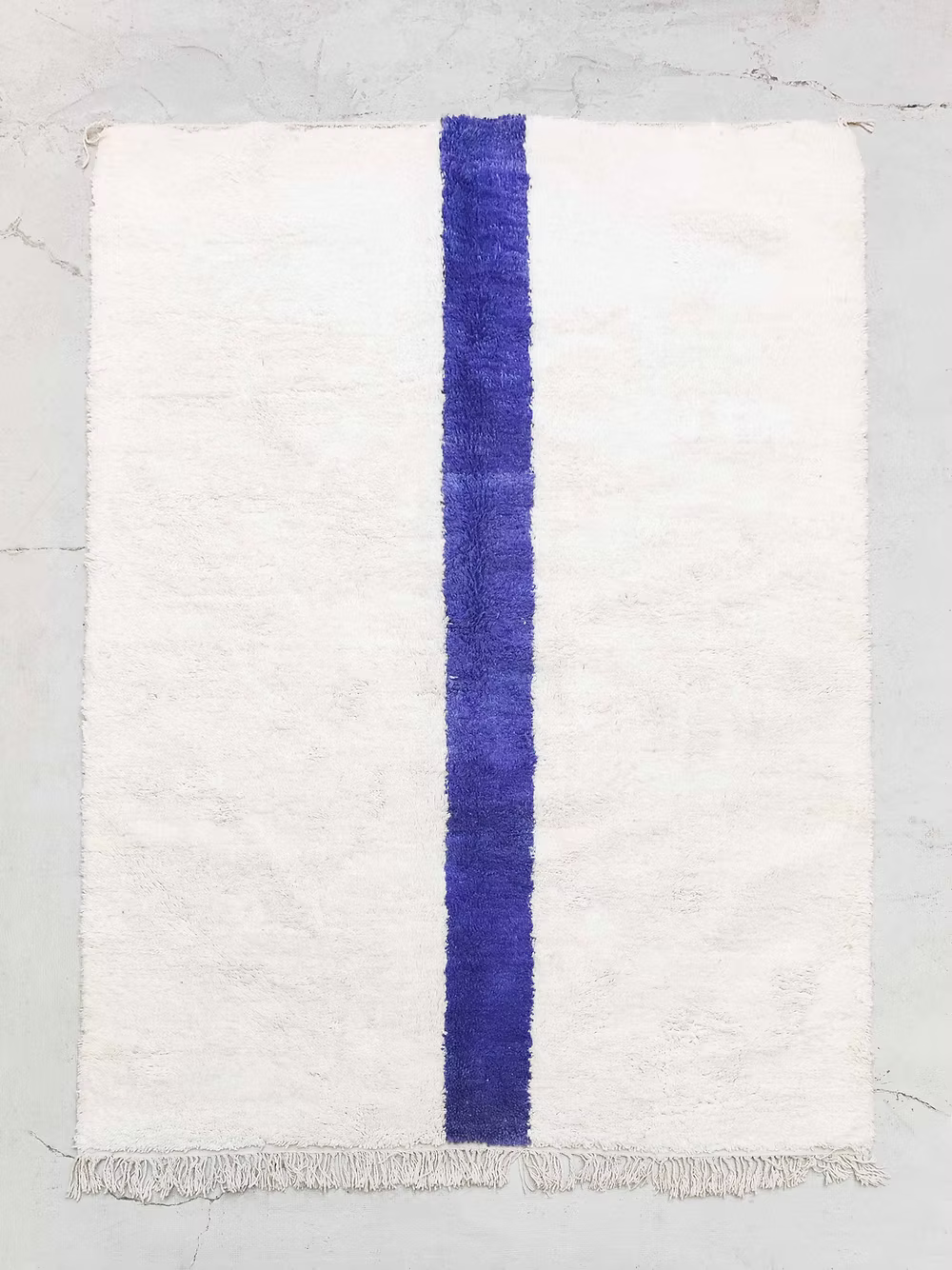 Minimalist Cobalt Stripe Custom-Made Beni Ourain Wool Rug