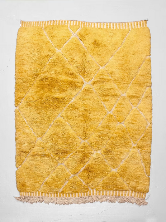 Saffron Diamond Relief Beni Ourain Masterwork – Custom Made Beni Ourain Wool Rug