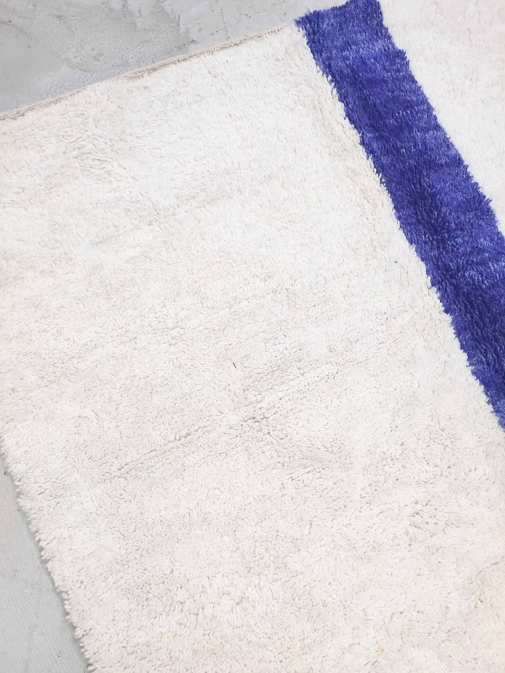 Minimalist Cobalt Stripe Custom-Made Beni Ourain Wool Rug