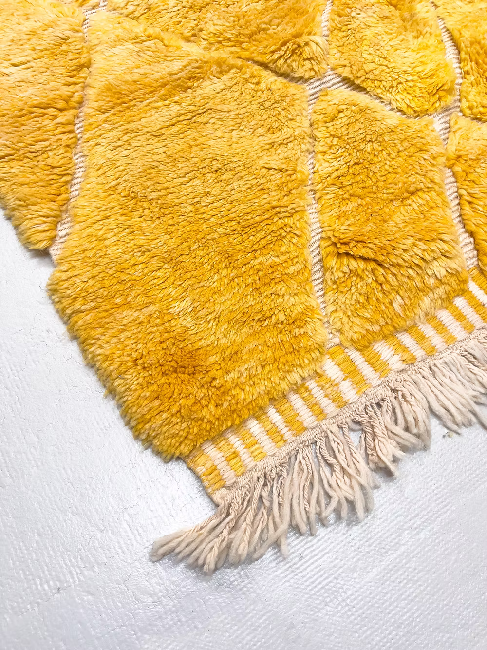 Saffron Diamond Relief Beni Ourain Masterwork – Custom Made Beni Ourain Wool Rug