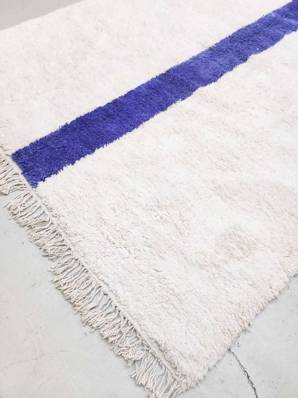 Minimalist Cobalt Stripe Custom-Made Beni Ourain Wool Rug