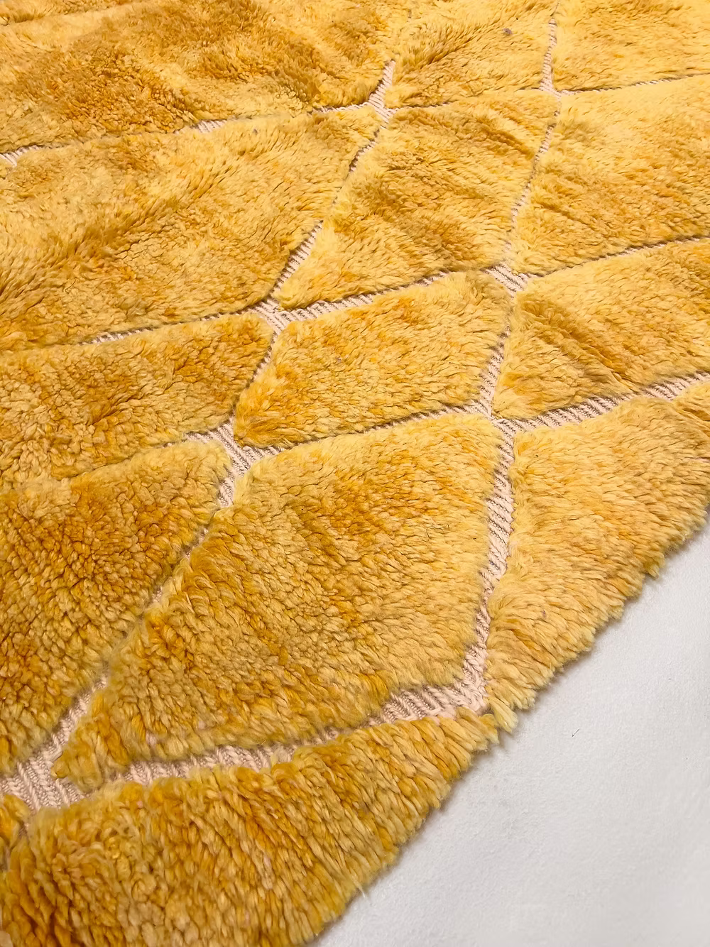 Saffron Diamond Relief Beni Ourain Masterwork – Custom Made Beni Ourain Wool Rug