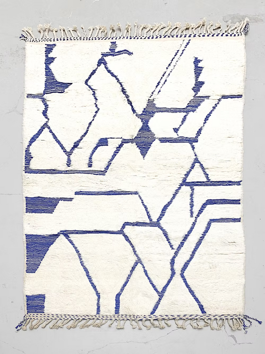 The Azure Modernist Beni Ourain Masterpiece – Custom Made Beni Ourain Wool Rug