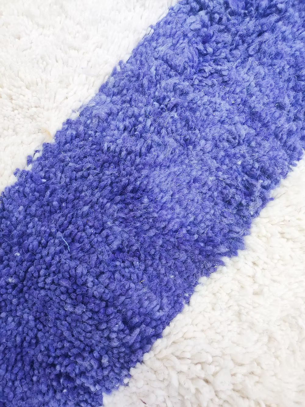 Minimalist Cobalt Stripe Custom-Made Beni Ourain Wool Rug