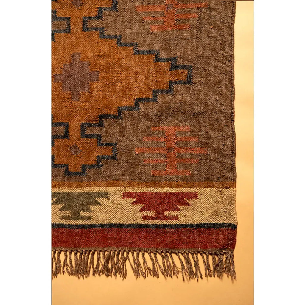 Ottoman Kilim Rug Wool and Jute Cairo Pattern
