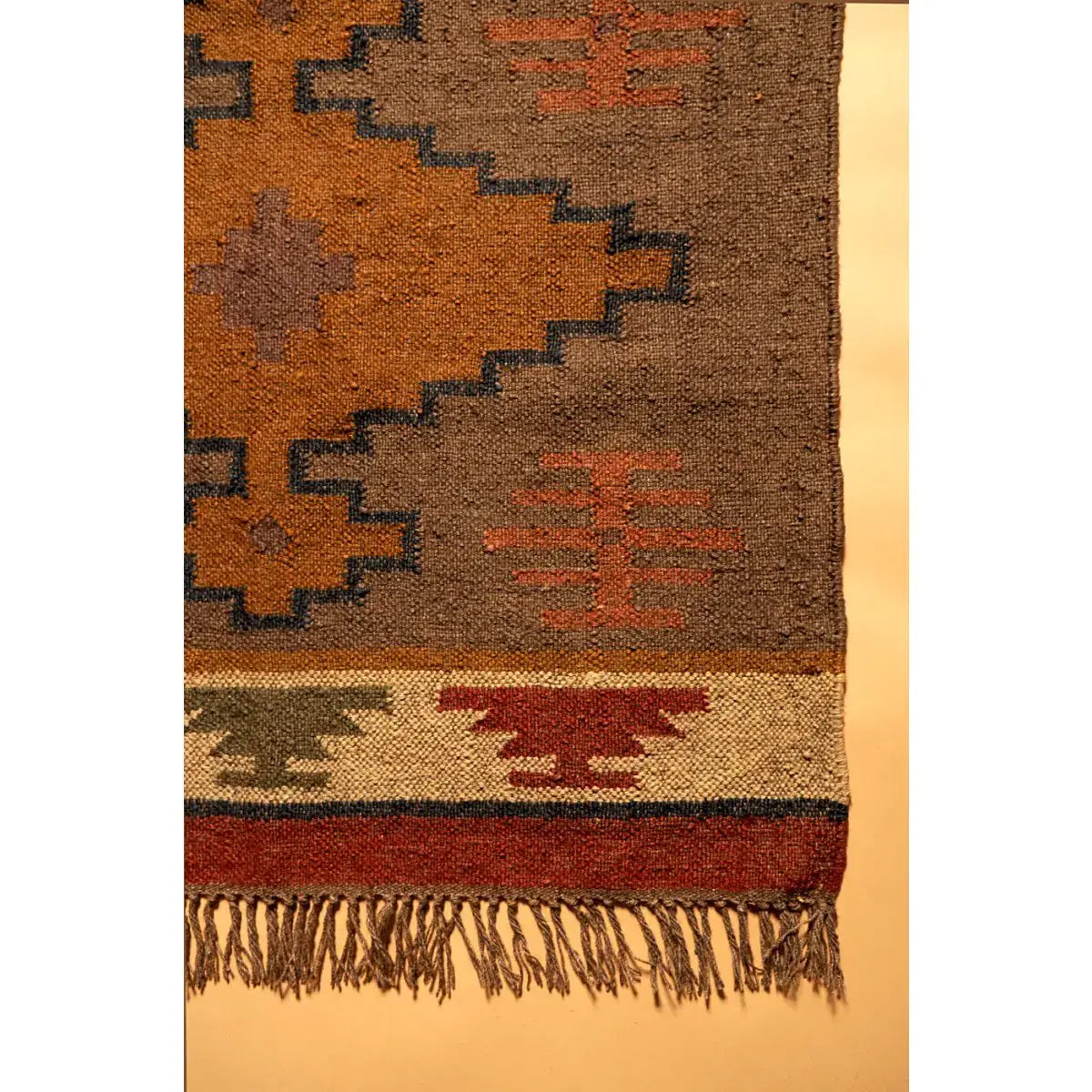 Ottoman Kilim Rug Wool and Jute Cairo Pattern