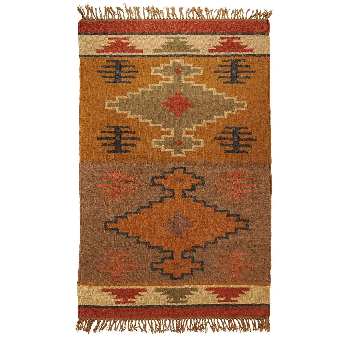 Ottoman Kilim Rug Wool and Jute Cairo Pattern
