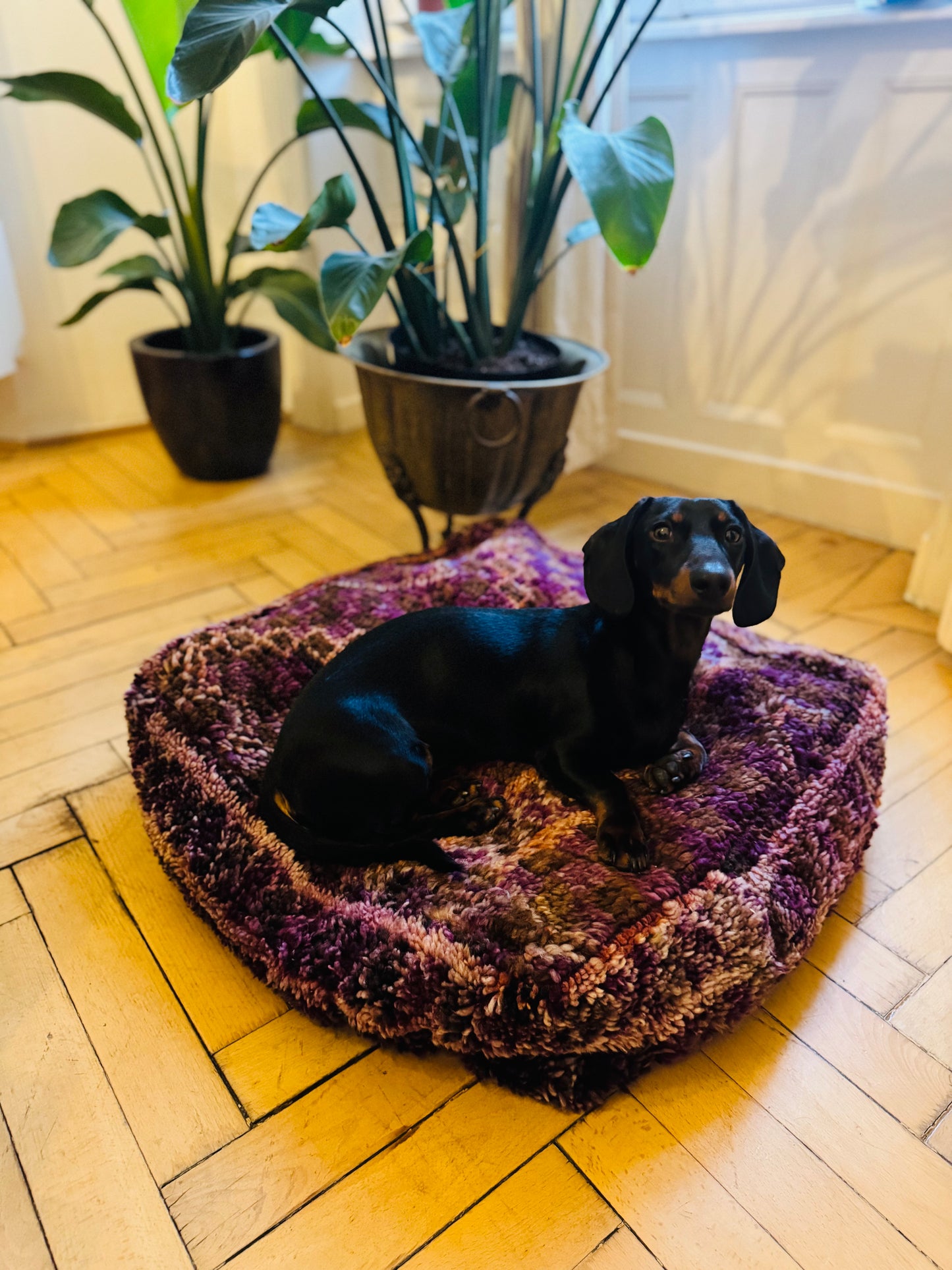"Midnight Orchid" Upcycled Vintage Berber Pouf