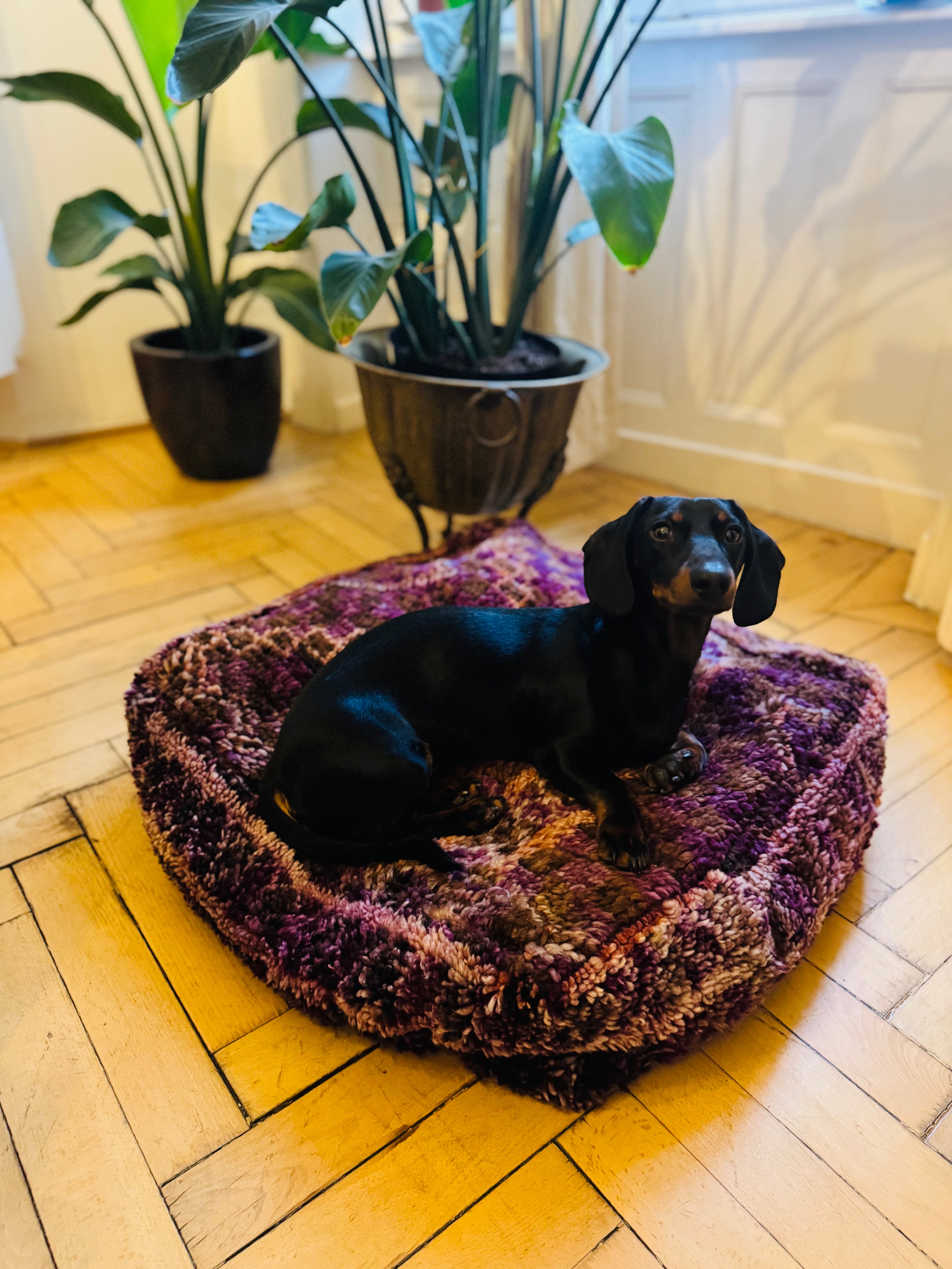 "Midnight Orchid" Upcycled Vintage Berber Pouf