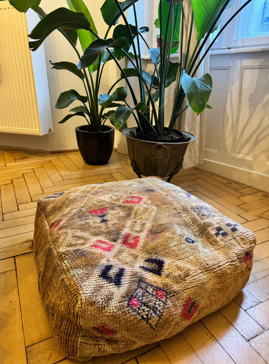 Dusty Diamond  Vintage Berber Pouf