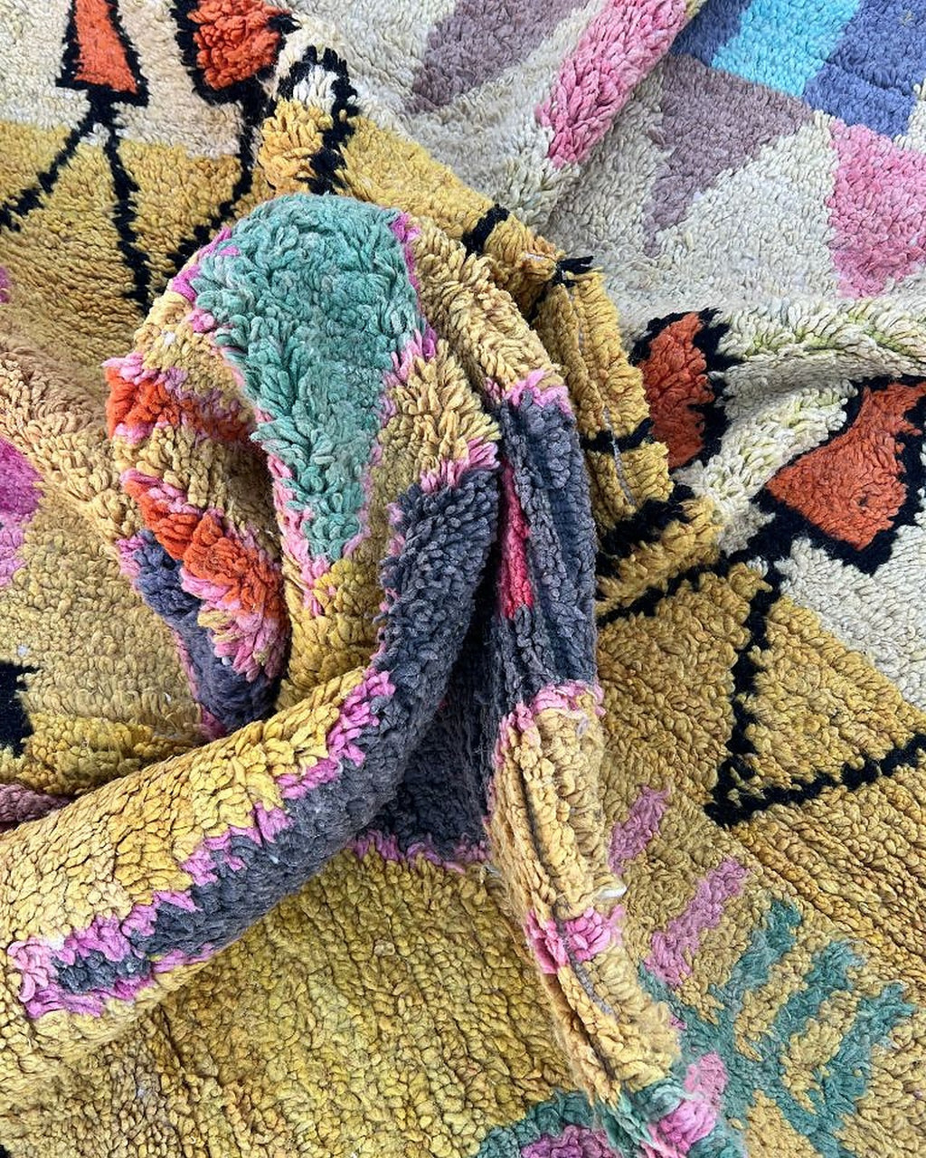 Vibrant Tribal Yellow Boujad Wool Rug  250x150