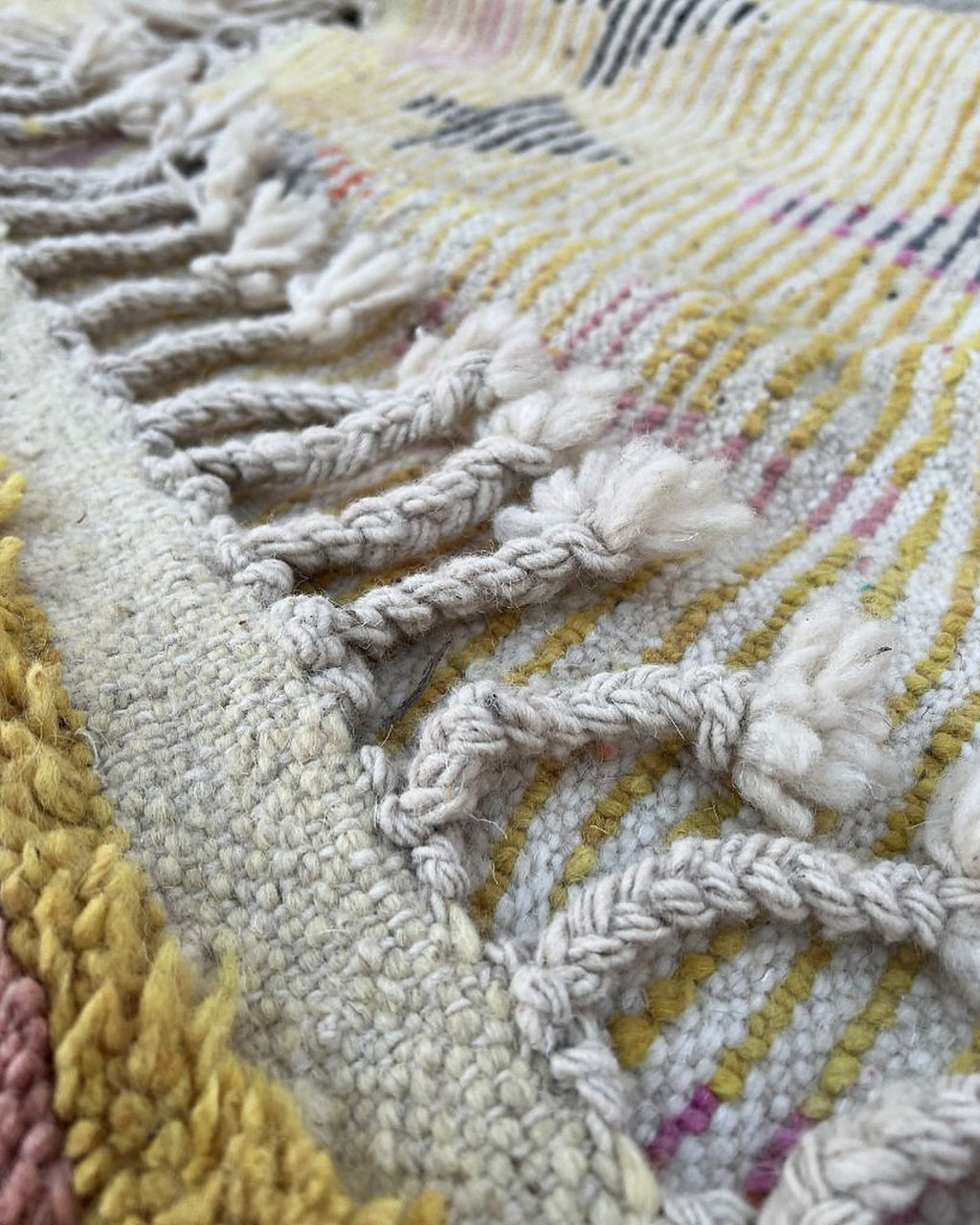 Vibrant Tribal Yellow Boujad Wool Rug  250x150