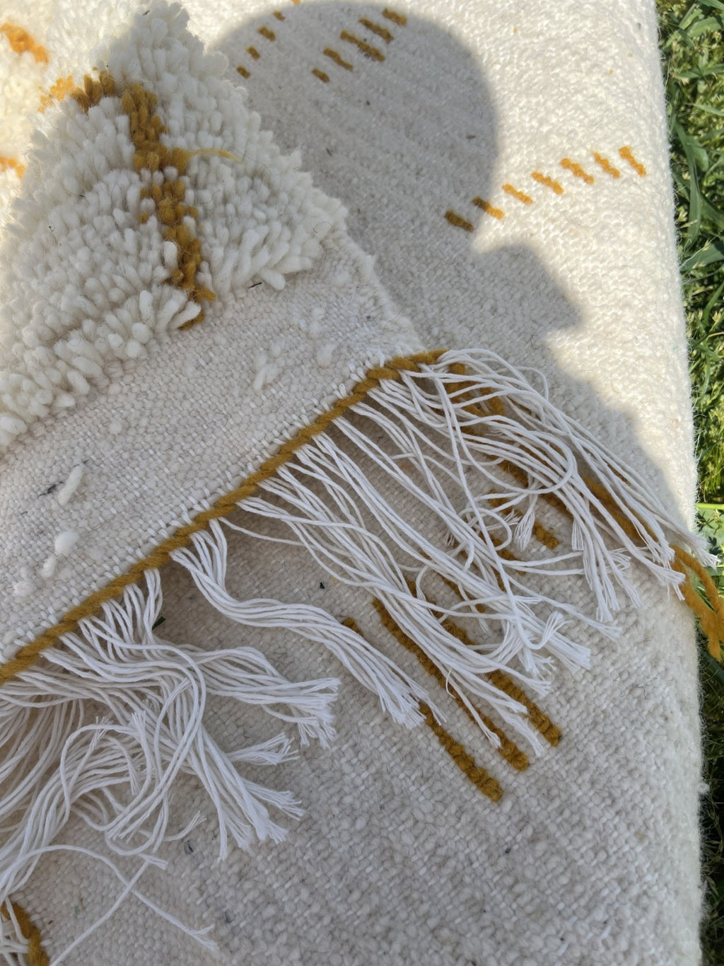 Ochre Symbols Beni Ourain Wool Rug  150x100 cm