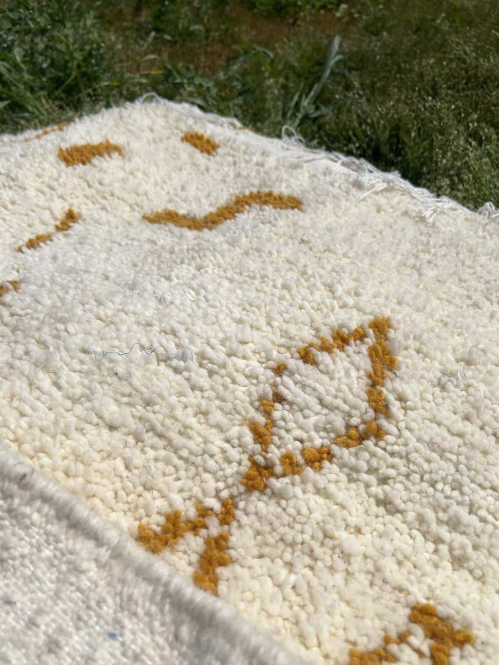 Ochre Symbols Beni Ourain Wool Rug  150x100 cm