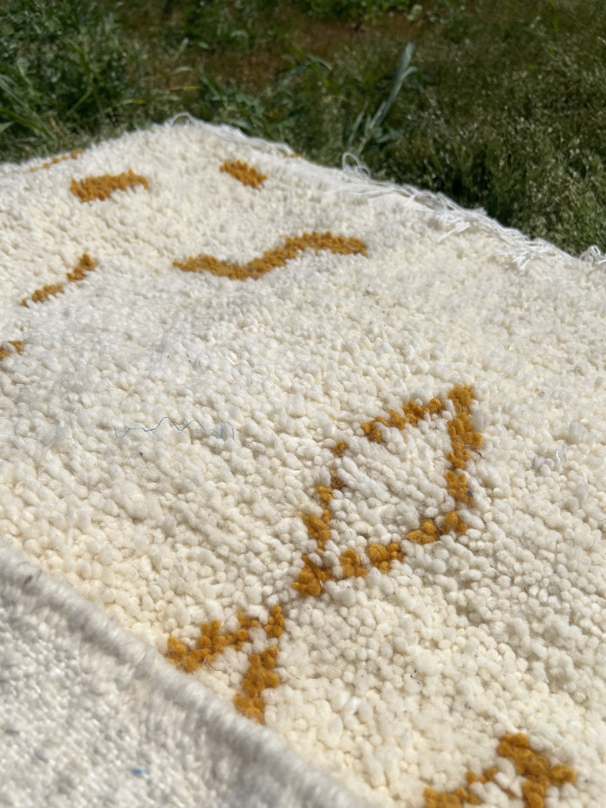 Ochre Symbols Beni Ourain Wool Rug  150x100 cm