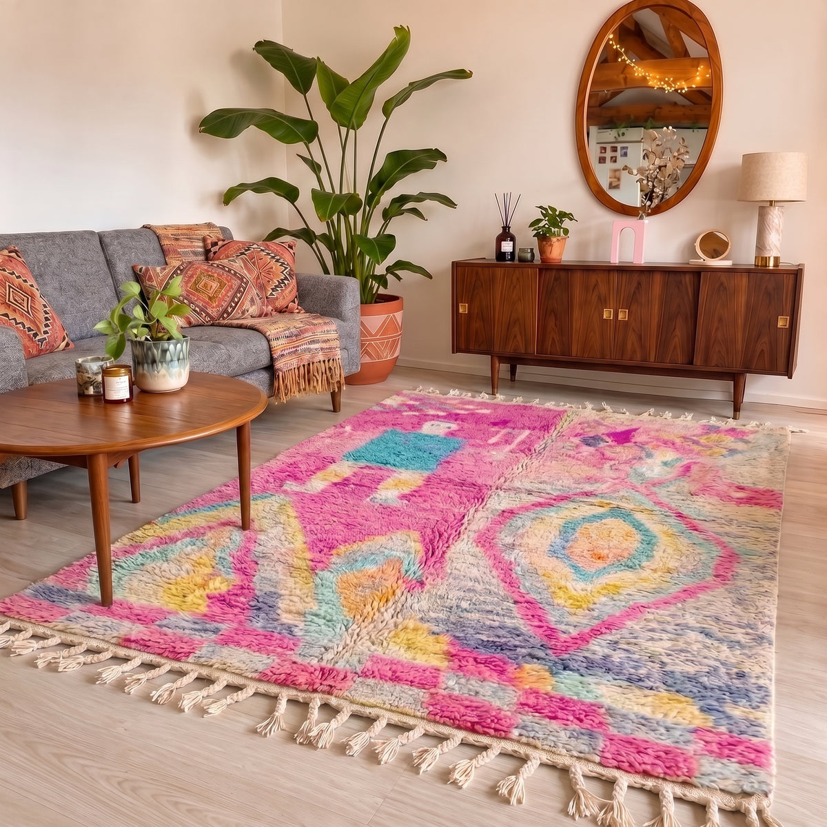Magenta & Turquoise Boujad  Rug 250 x 150 cm