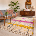 Pink & Saffron Abstract Boujad Berber Rug 250x150