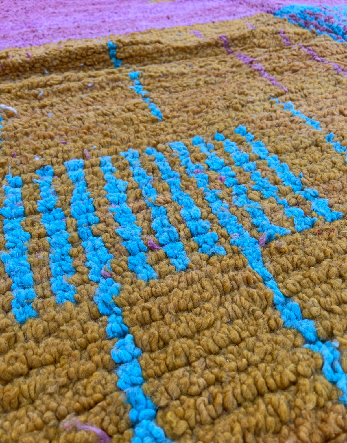 Abstract Geometric Pink & Teal Boujad Rug 260 x 150 cm