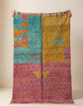 Abstract Geometric Pink & Teal Boujad Rug 260 x 150 cm