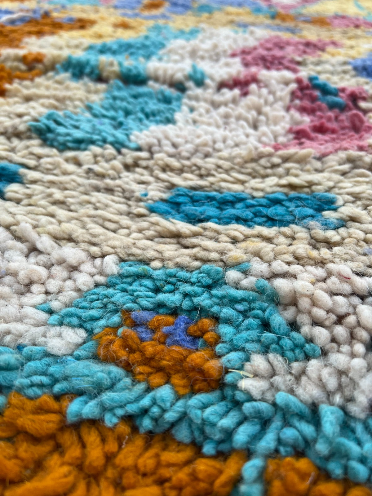 Vintage Style Graphic Colorful Boujad Berber Rug