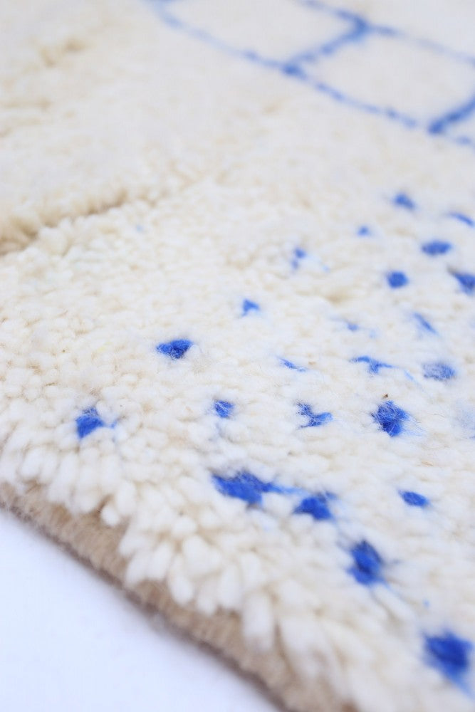 Beni Ourain Wool Rug – Abstract Blue Tribal Design 250 x 150cm