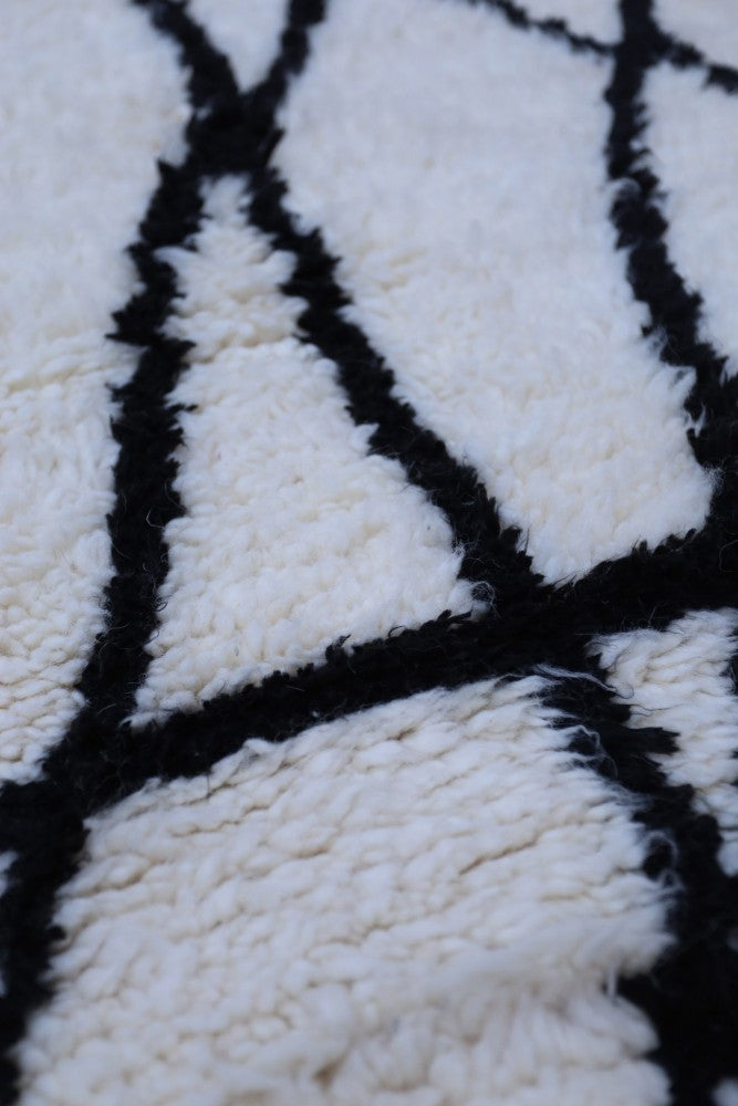 Small Beni Ourain Wool Rug –  Abstract Black Lines on Cream 108 x 70cm