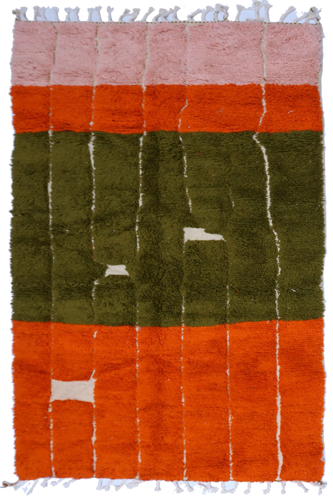 Olive & Tangerine Block – Azilal Wool Rug 272 x 149cm