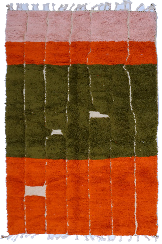 Olive & Tangerine Block – Azilal Wool Rug 272 x 149cm