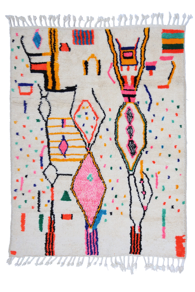 Joyful Collection – Colorful Moroccan Azilal Wool Rug  235 x 173 cm