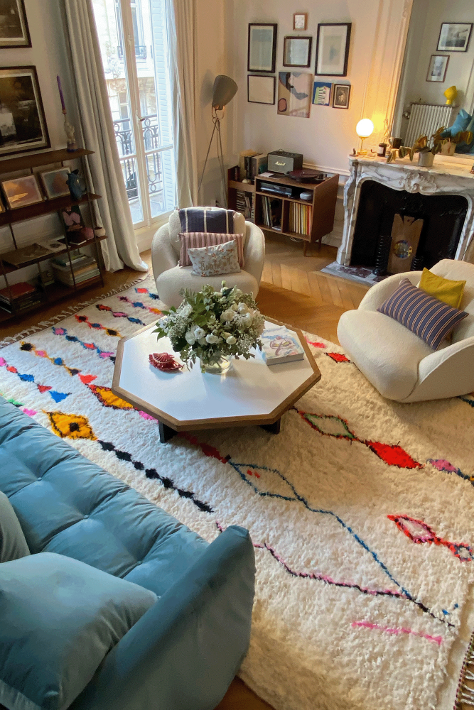 Azilal Joyful Collection – Vertical Rhythm Moroccan Wool Rug 242 x 149cm