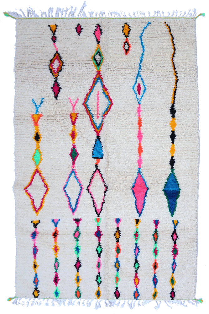 Azilal Joyful Collection – Vertical Rhythm Moroccan Wool Rug 242 x 149cm