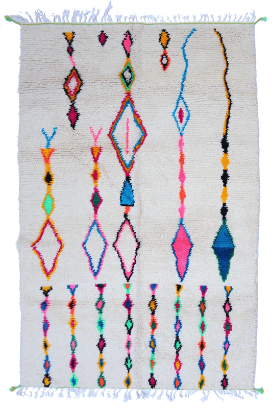 Azilal Joyful Collection – Vertical Rhythm Moroccan Wool Rug 242 x 149cm
