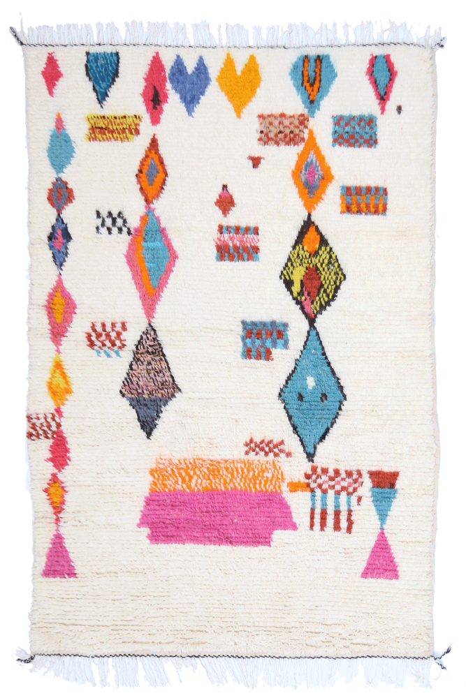 "Joyful" Vivid Zig-Zag Azilal Area Rug  248 x 147cm